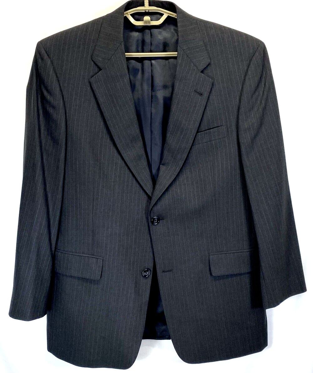 Hart Schaffner Marx Men's 40S Sport Coat Suit Jacket Gray Stripe 2 Button Wool